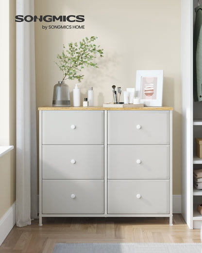 Chest of Drawers 6 Fabric Drawers with Metal Frame Light Grey and White - image 23