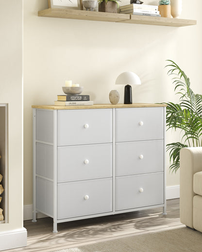 Chest of Drawers 6 Fabric Drawers with Metal Frame Light Grey and White - image 24