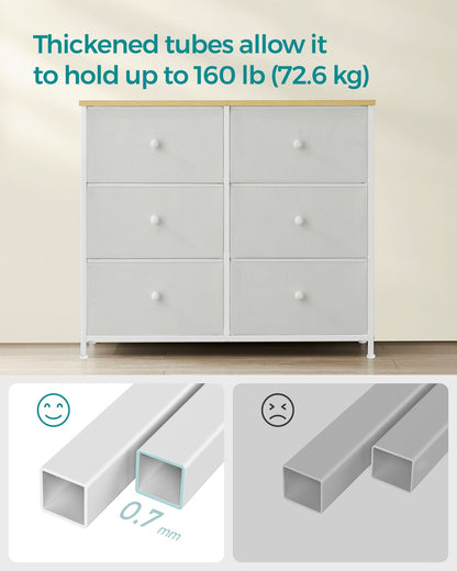 Chest of Drawers 6 Fabric Drawers with Metal Frame Light Grey and White - image 26
