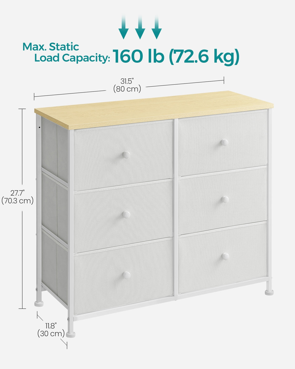Chest of Drawers 6 Fabric Drawers with Metal Frame Light Grey and White - image 28