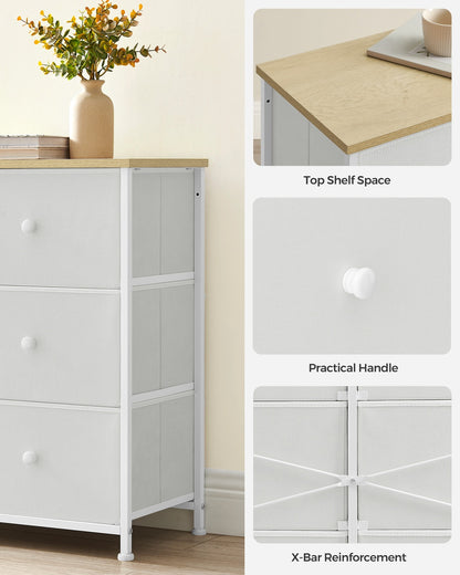 Chest of Drawers 6 Fabric Drawers with Metal Frame Light Grey and White - image 29