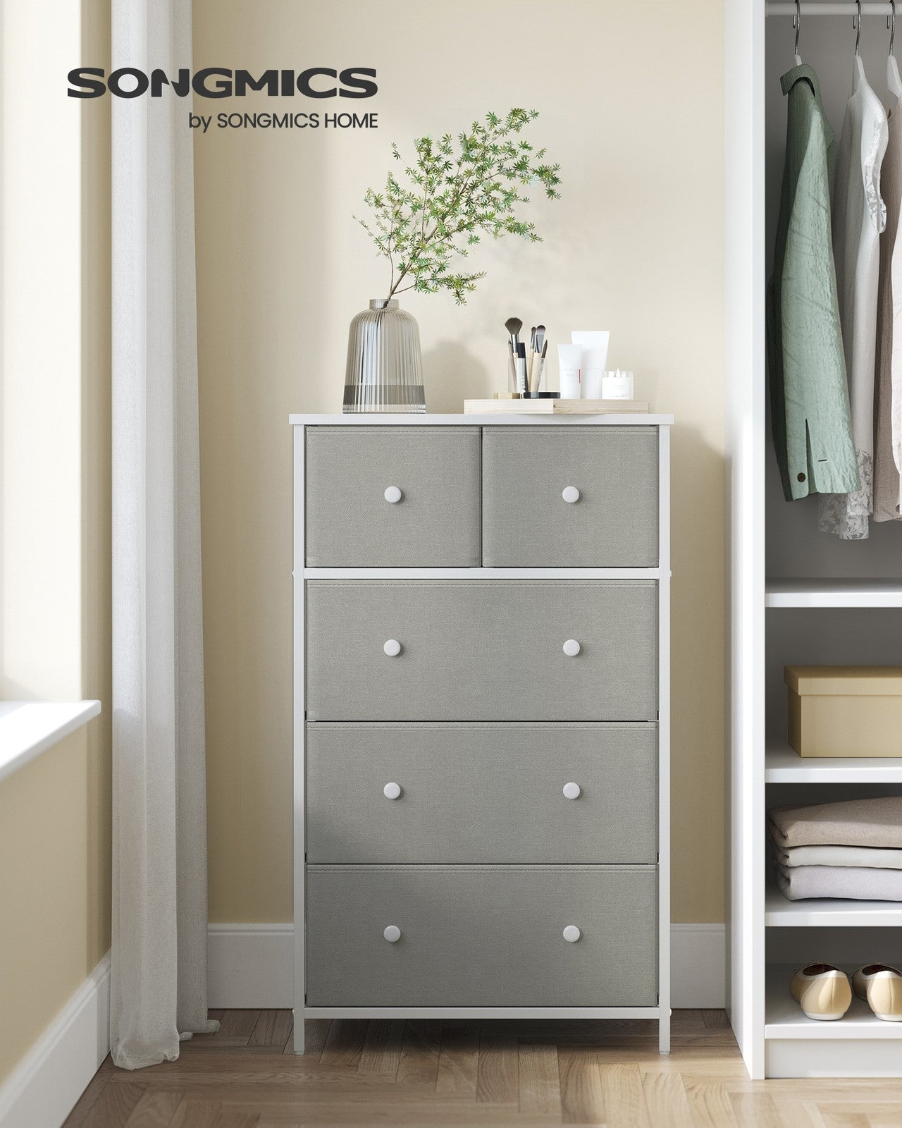 Fabric Chest of Drawers with Adjustable Feet - image 3