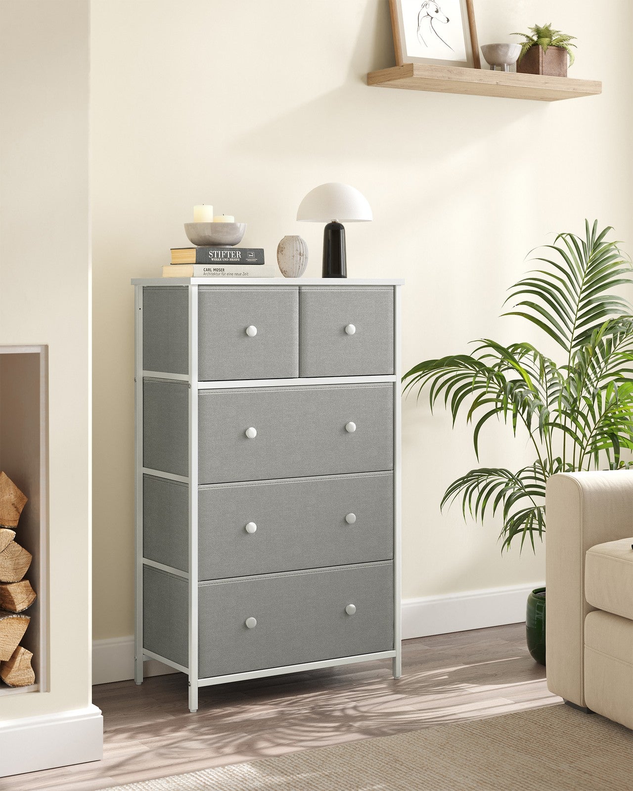 Fabric Chest of Drawers with Adjustable Feet - image 4