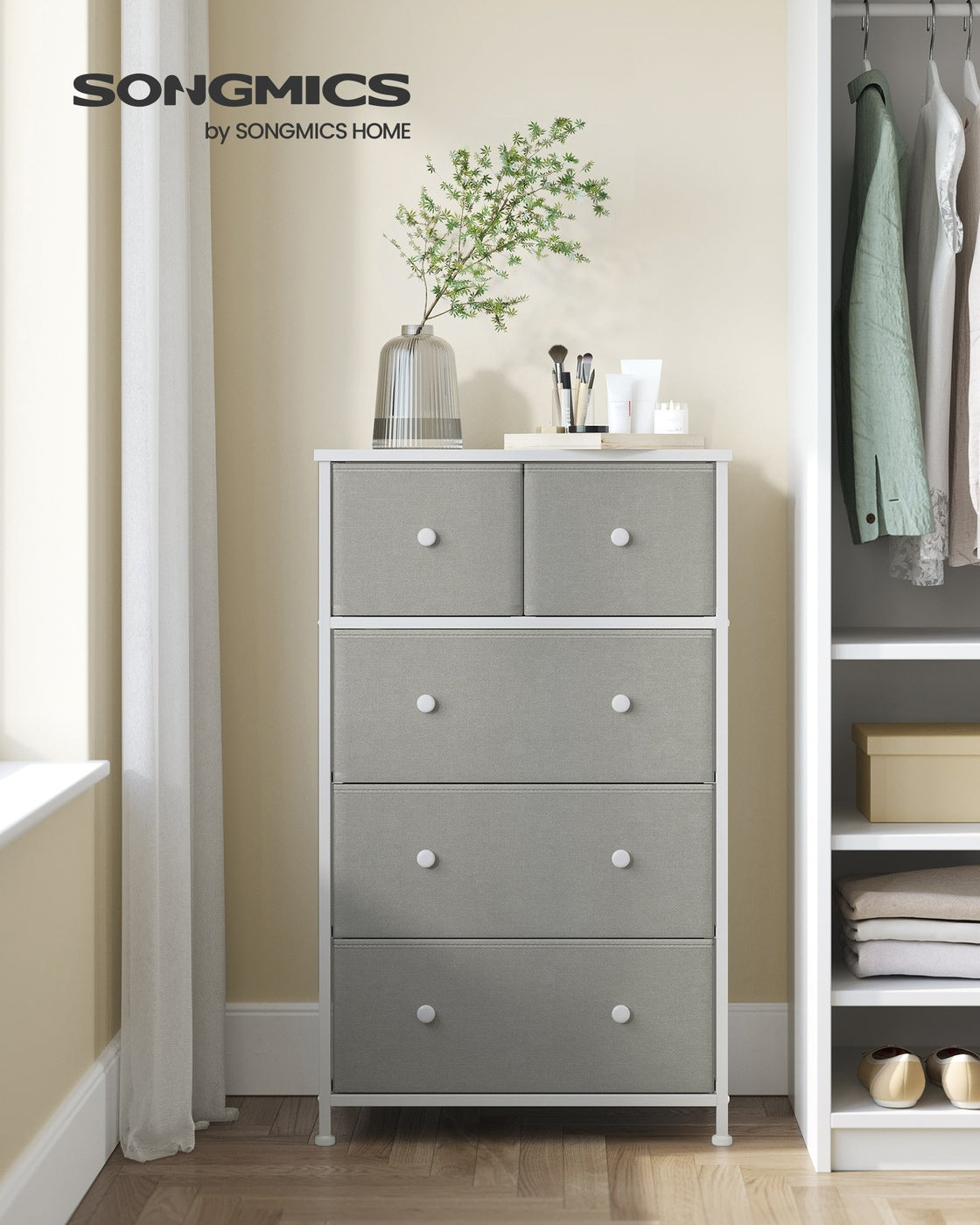 Fabric Chest of Drawers with Adjustable Feet - image 11