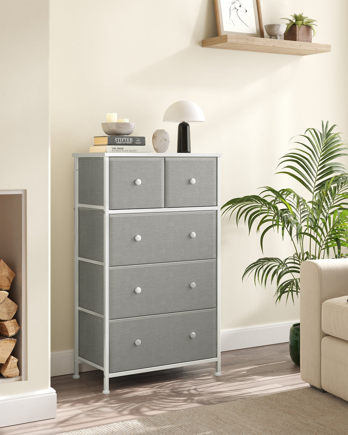Fabric Chest of Drawers with Adjustable Feet - image 12