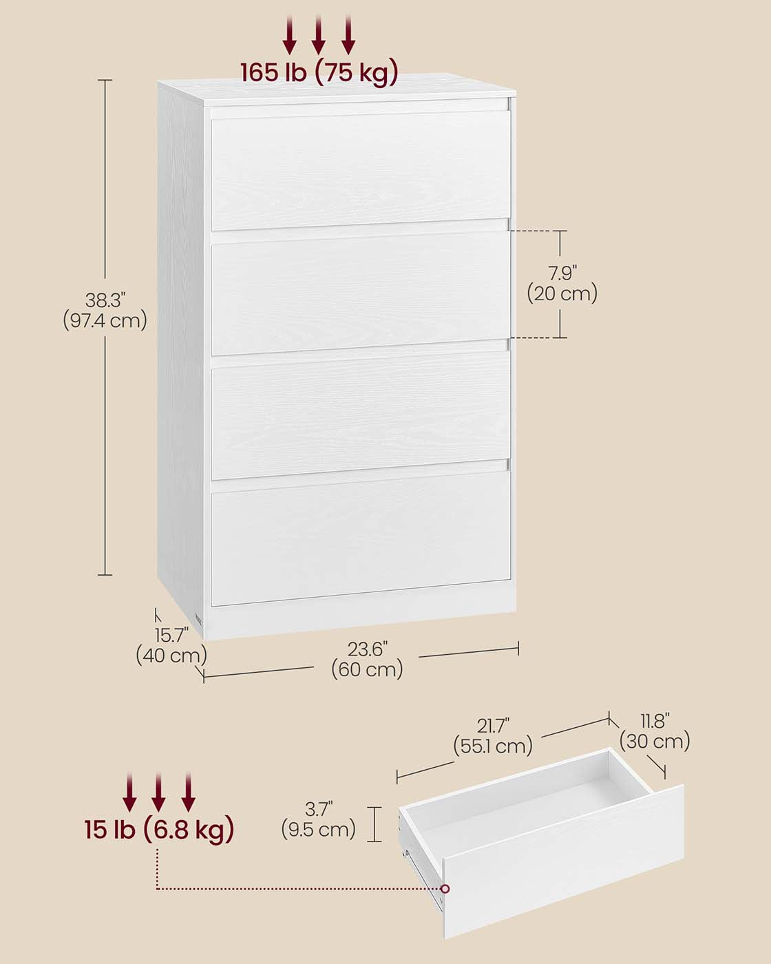 KAILYN Collection - Chest of drawers with four drawers - image 5
