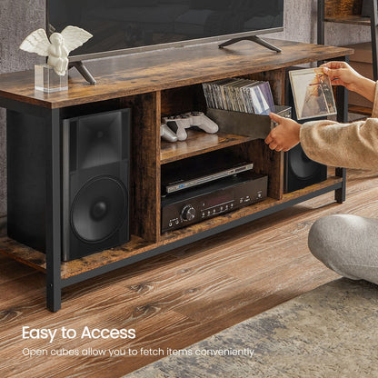 TV Stand for TV up to 60 inches with Open Shelves Rustic Brown and Black - image 5