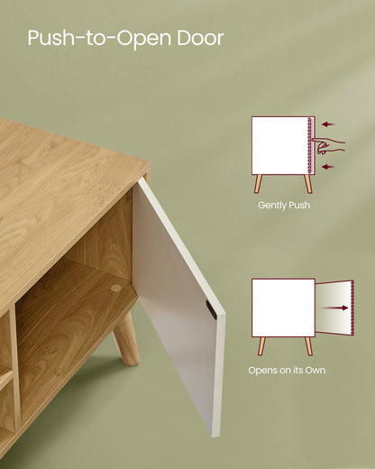 TV Unit for TVs up to 55 Inches Natural Oak and Cream White - image 5