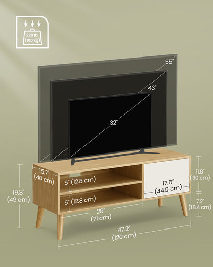 TV Unit for TVs up to 55 Inches Natural Oak and Cream White - image 6