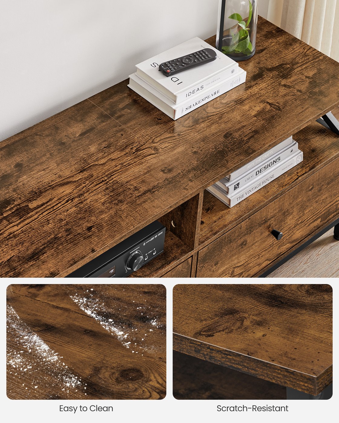 Industrial Brown TV Stand with 3 Drawers - image 6