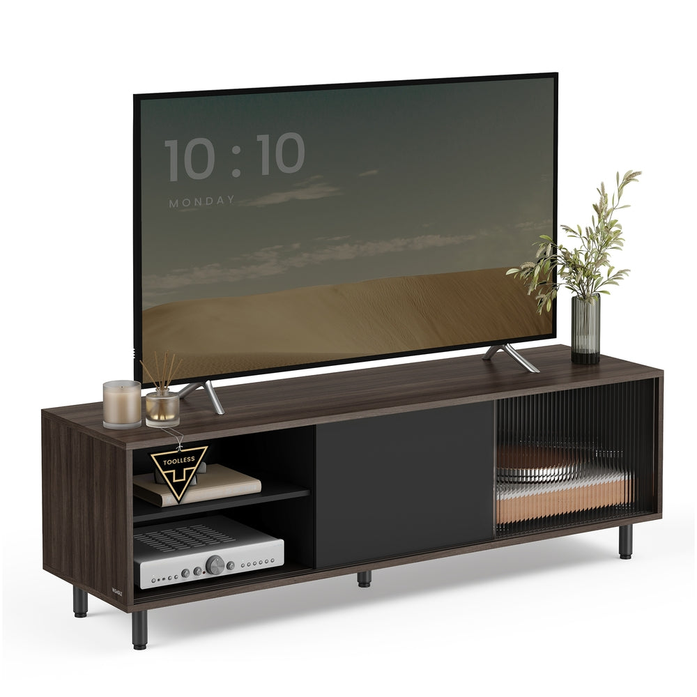 TV Stand for up to 60 Inch TV Ash Brown and Ink Black - image 1