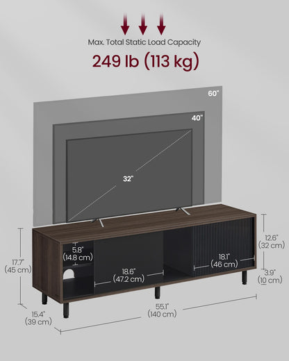 TV Stand for up to 60 Inch TV Ash Brown and Ink Black - image 6