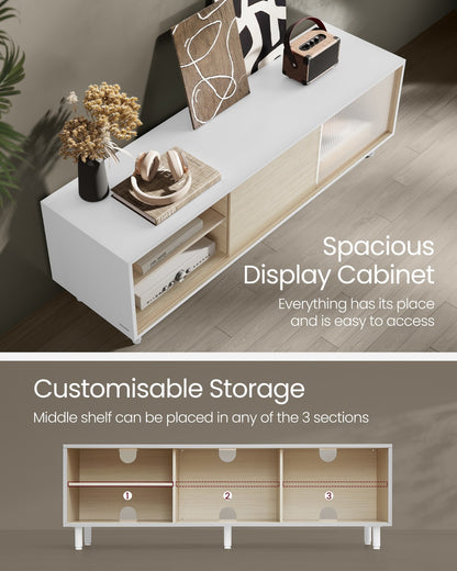 TV Stand for up to 60 Inch TV Cloud White and Natural Beige - image 5