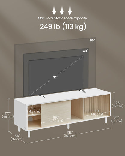 TV Stand for up to 60 Inch TV Cloud White and Natural Beige - image 6