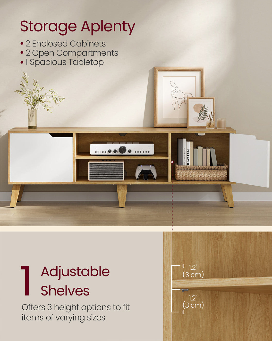 TV stand unit with adjustable shelf - image 3
