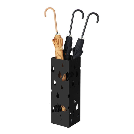 Metal Umbrella Stand Square Umbrella Holder 15.5 x 15.5 x 49 cm Black - image 1