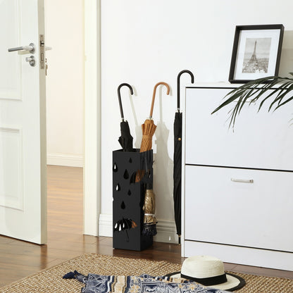 Metal Umbrella Stand Square Umbrella Holder 15.5 x 15.5 x 49 cm Black - image 3