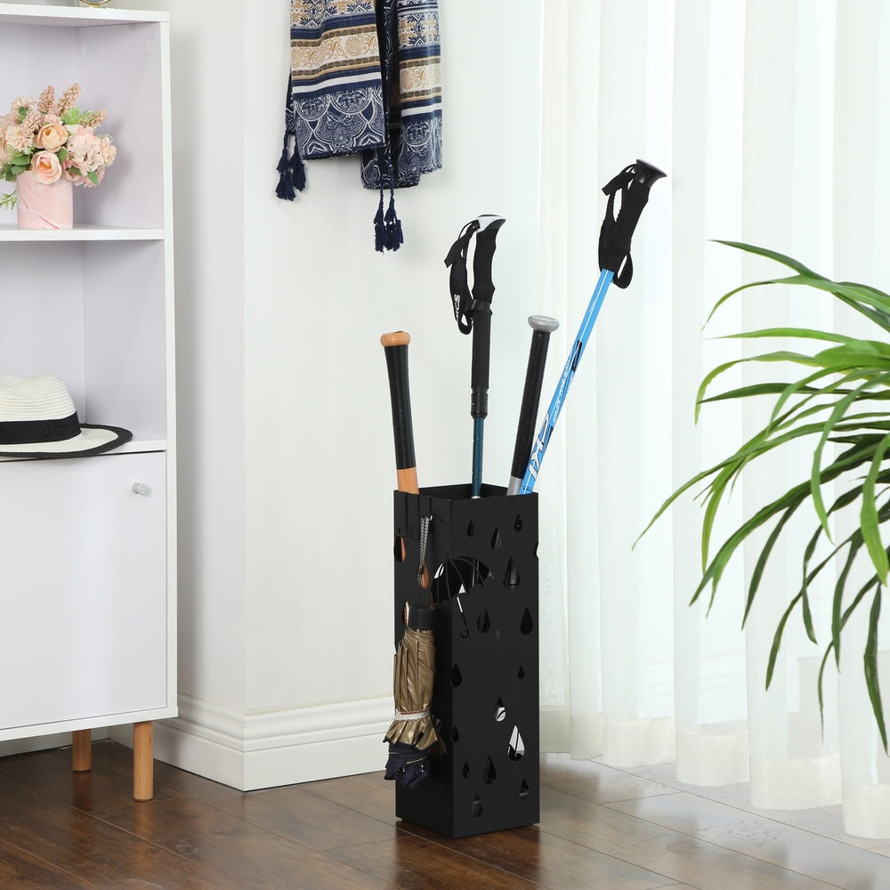 Metal Umbrella Stand Square Umbrella Holder 15.5 x 15.5 x 49 cm Black - image 4