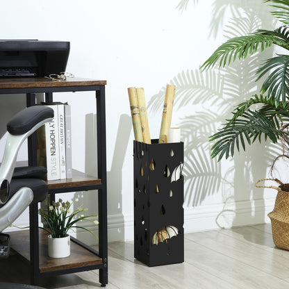 Metal Umbrella Stand Square Umbrella Holder 15.5 x 15.5 x 49 cm Black - image 5