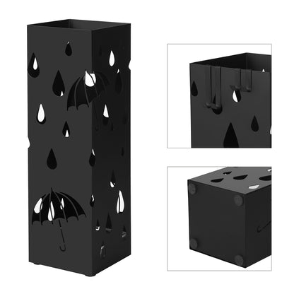 Metal Umbrella Stand Square Umbrella Holder 15.5 x 15.5 x 49 cm Black - image 7
