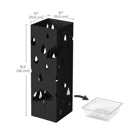 Metal Umbrella Stand Square Umbrella Holder 15.5 x 15.5 x 49 cm Black - image 8