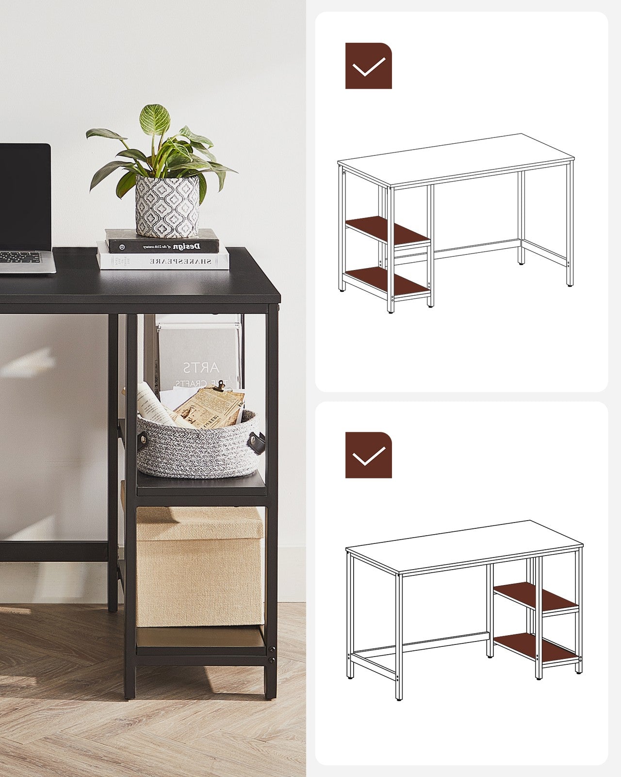 Industrial 47 Inches Computer Desk with Shelves - image 21