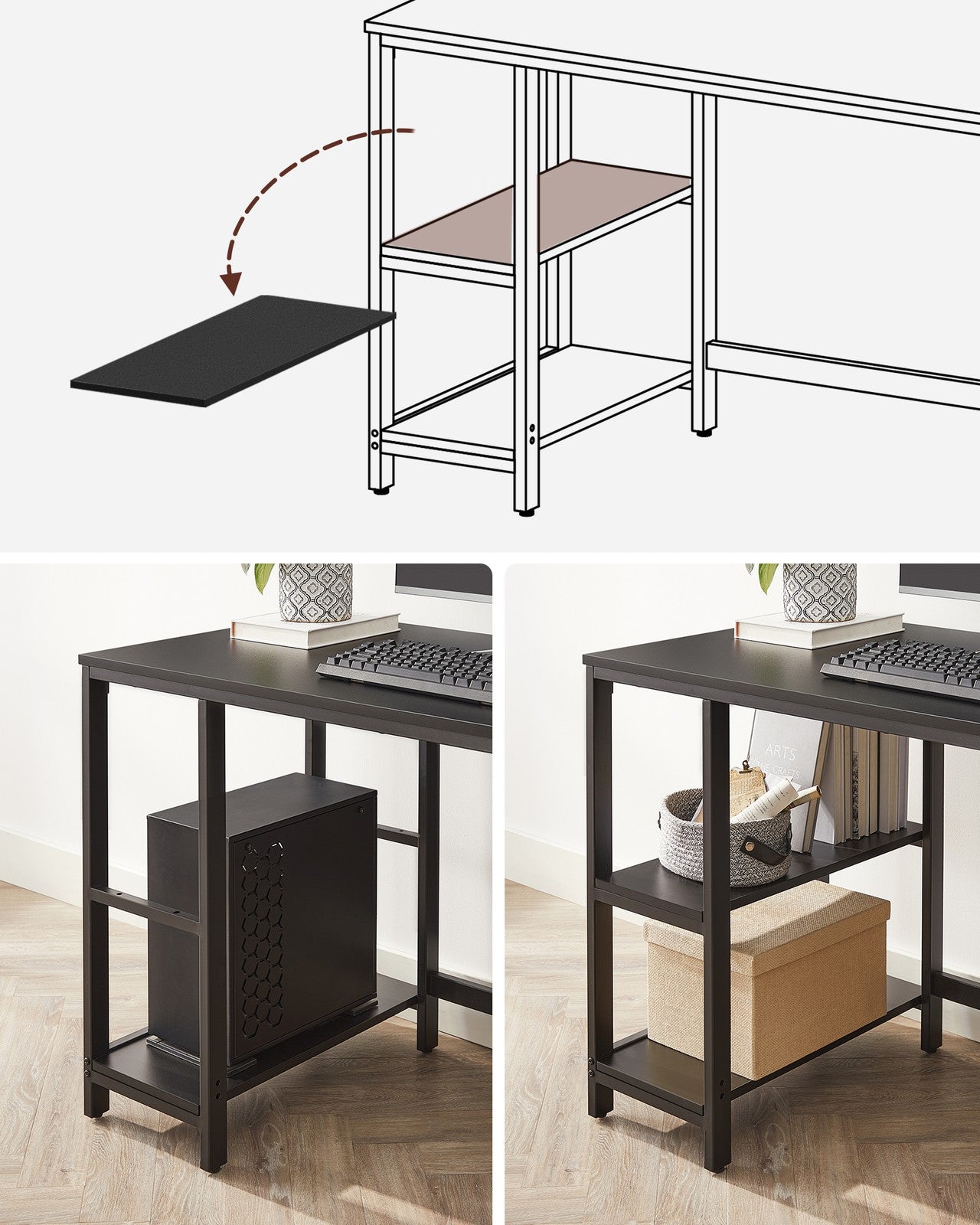 Industrial 47 Inches Computer Desk with Shelves - image 22