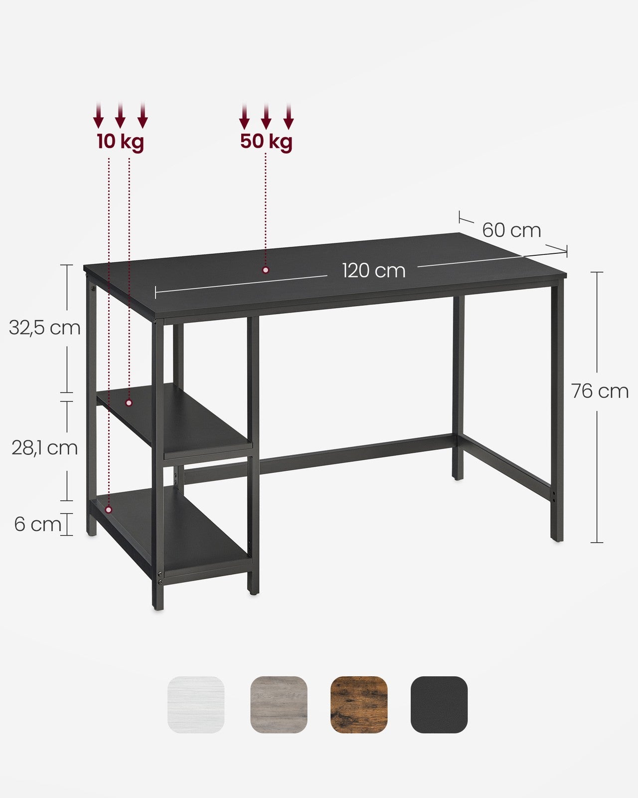 Industrial 47 Inches Computer Desk with Shelves - image 24