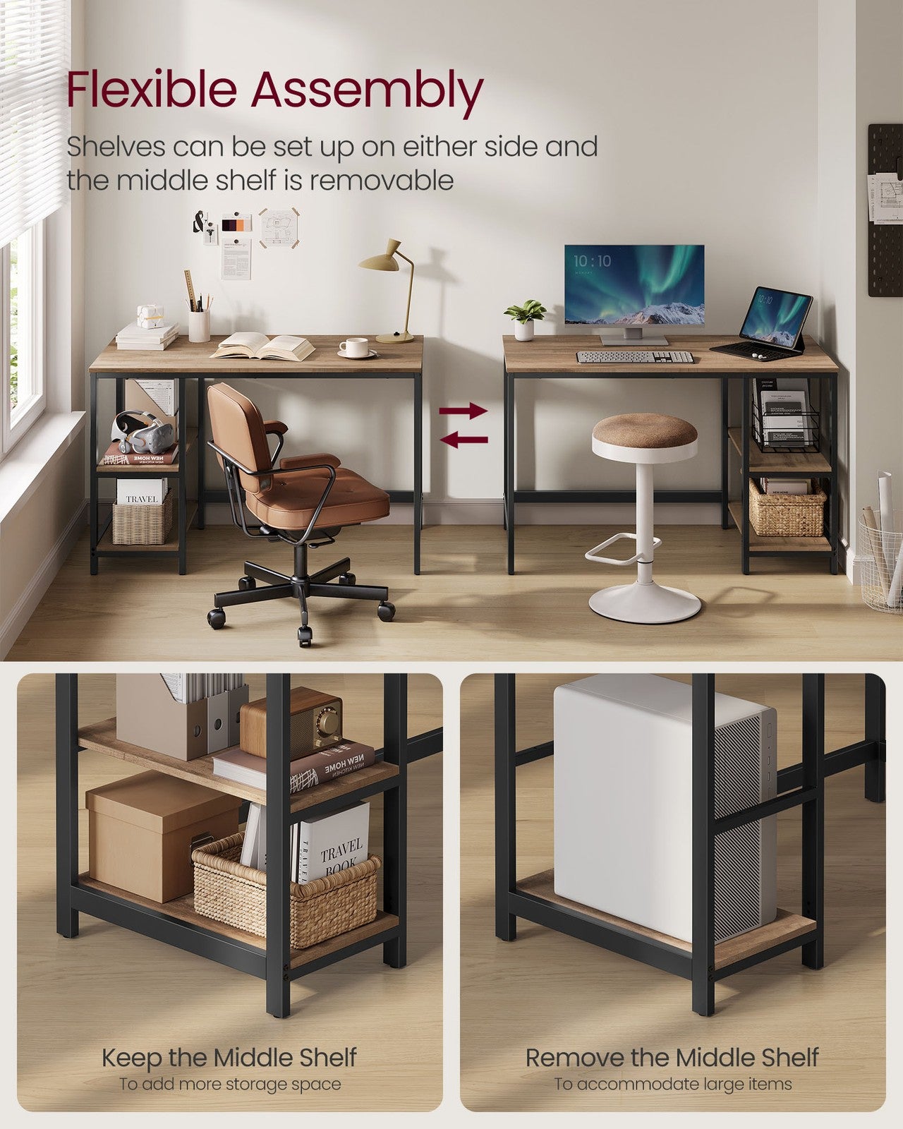 Industrial 47 Inches Computer Desk with Shelves - image 30