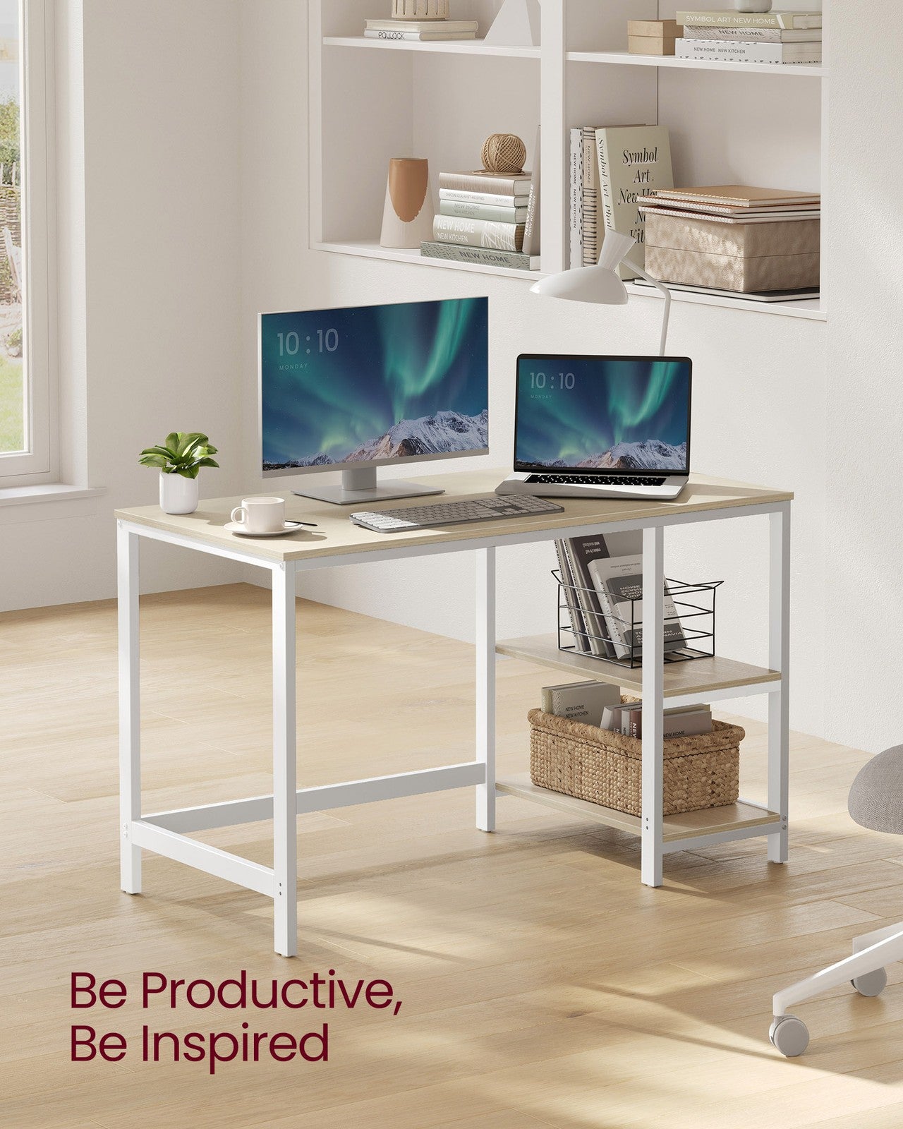 Industrial 47 Inches Computer Desk with Shelves - image 36
