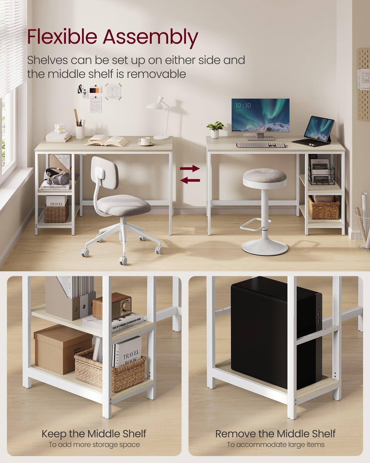 Industrial 47 Inches Computer Desk with Shelves - image 37