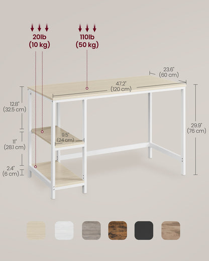 Industrial 47 Inches Computer Desk with Shelves - image 40