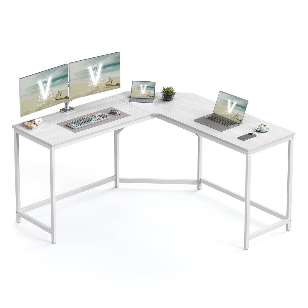 149 x 149 x 76 cm L-Shaped Gaming Desk Maple White - image 1