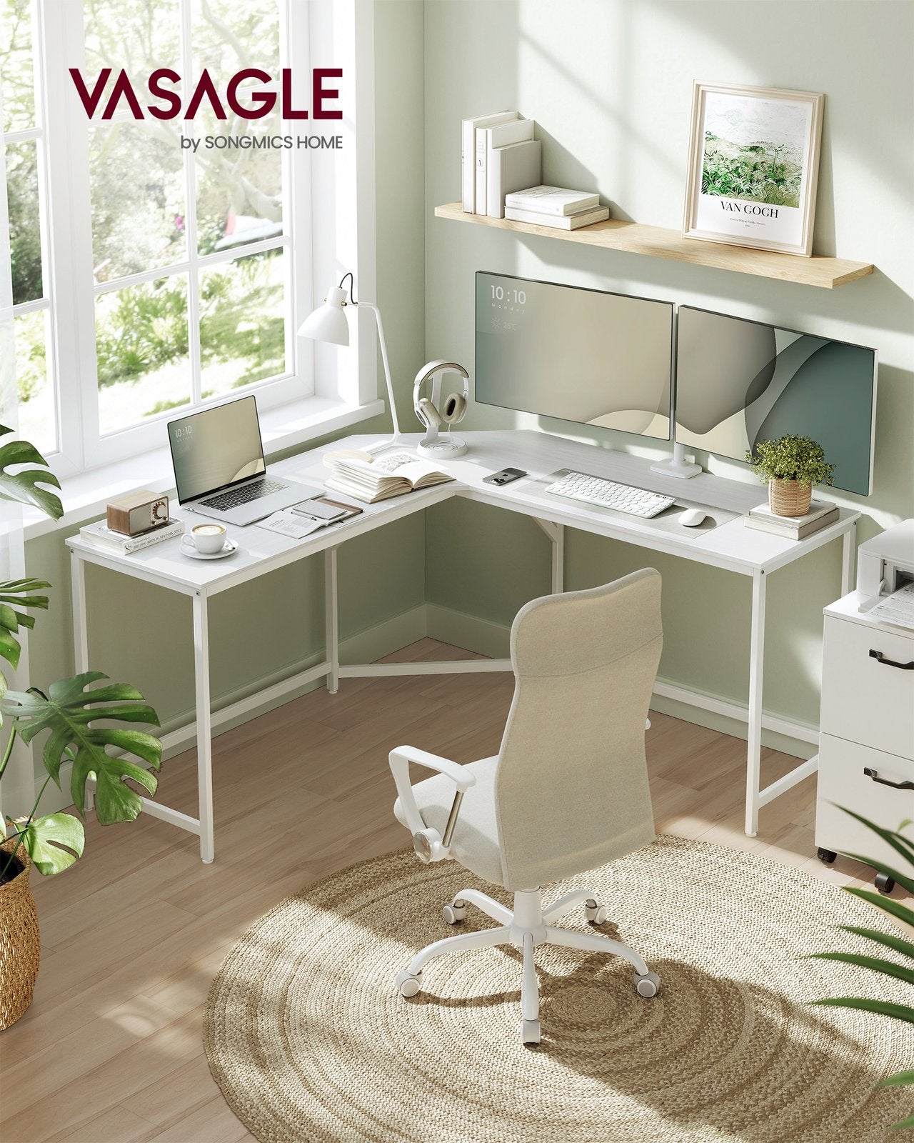 149 x 149 x 76 cm L-Shaped Gaming Desk Maple White - image 2