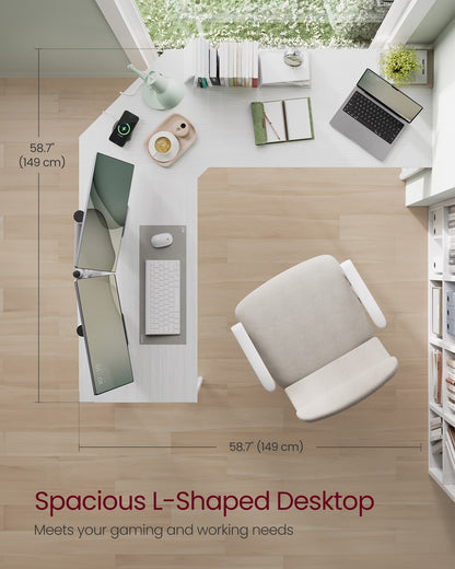 149 x 149 x 76 cm L-Shaped Gaming Desk Maple White - image 3