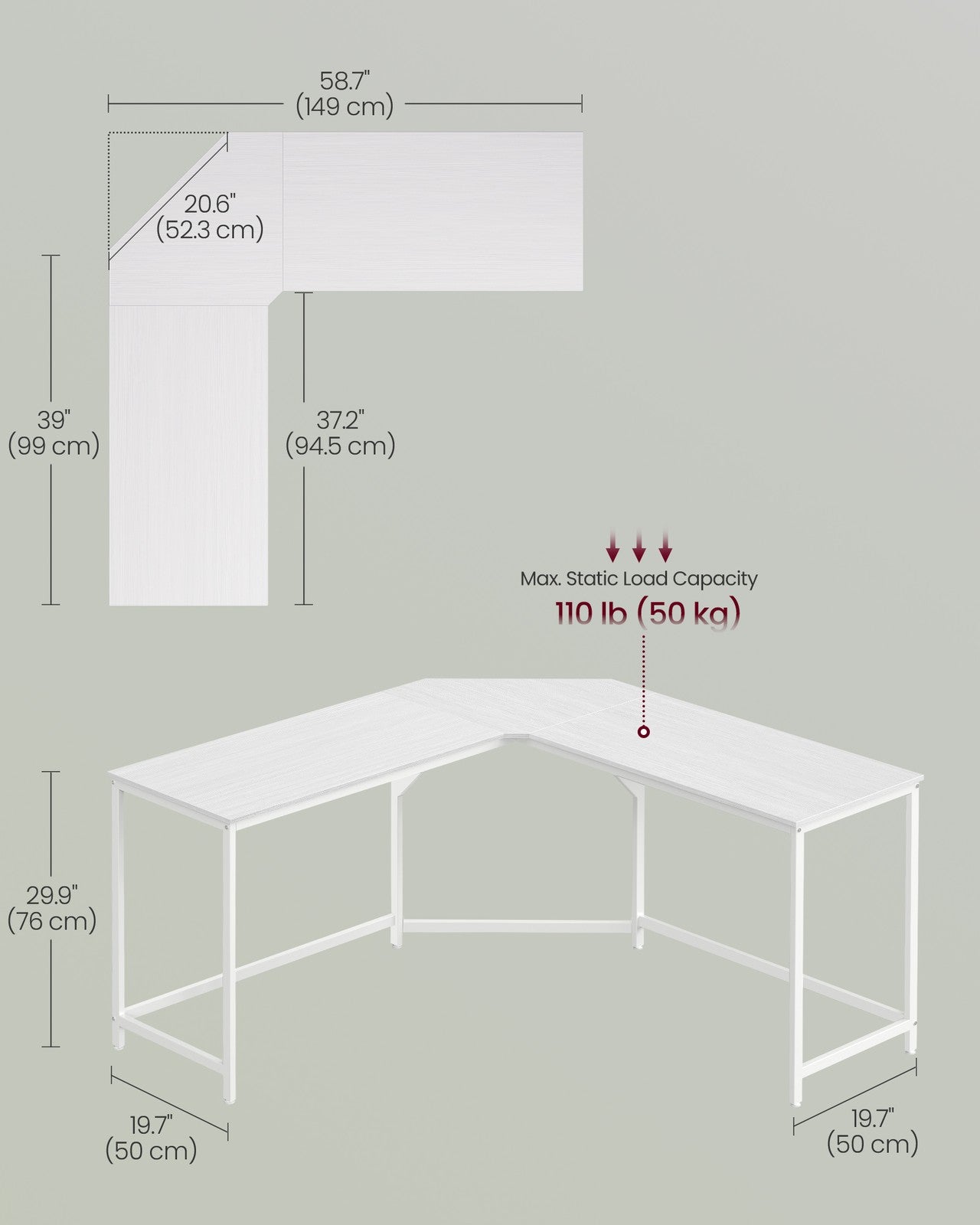 149 x 149 x 76 cm L-Shaped Gaming Desk Maple White - image 7