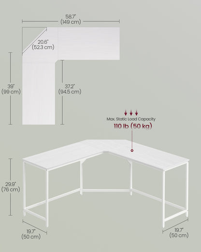 149 x 149 x 76 cm L-Shaped Gaming Desk Maple White - image 7