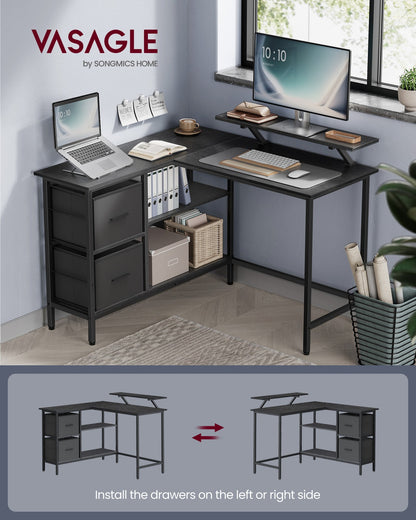 L-Shaped Desk with 2 Drawers 115 cm Wide Rustic Brown - image 9