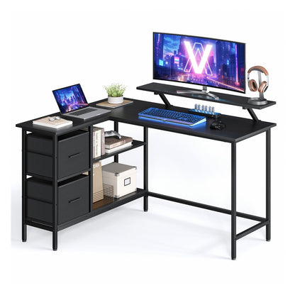 L-Shaped Desk with 2 Drawers 115 cm Wide Rustic Brown - image 22