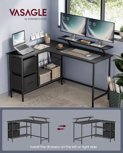 L-Shaped Desk with 2 Drawers 115 cm Wide Rustic Brown - image 23