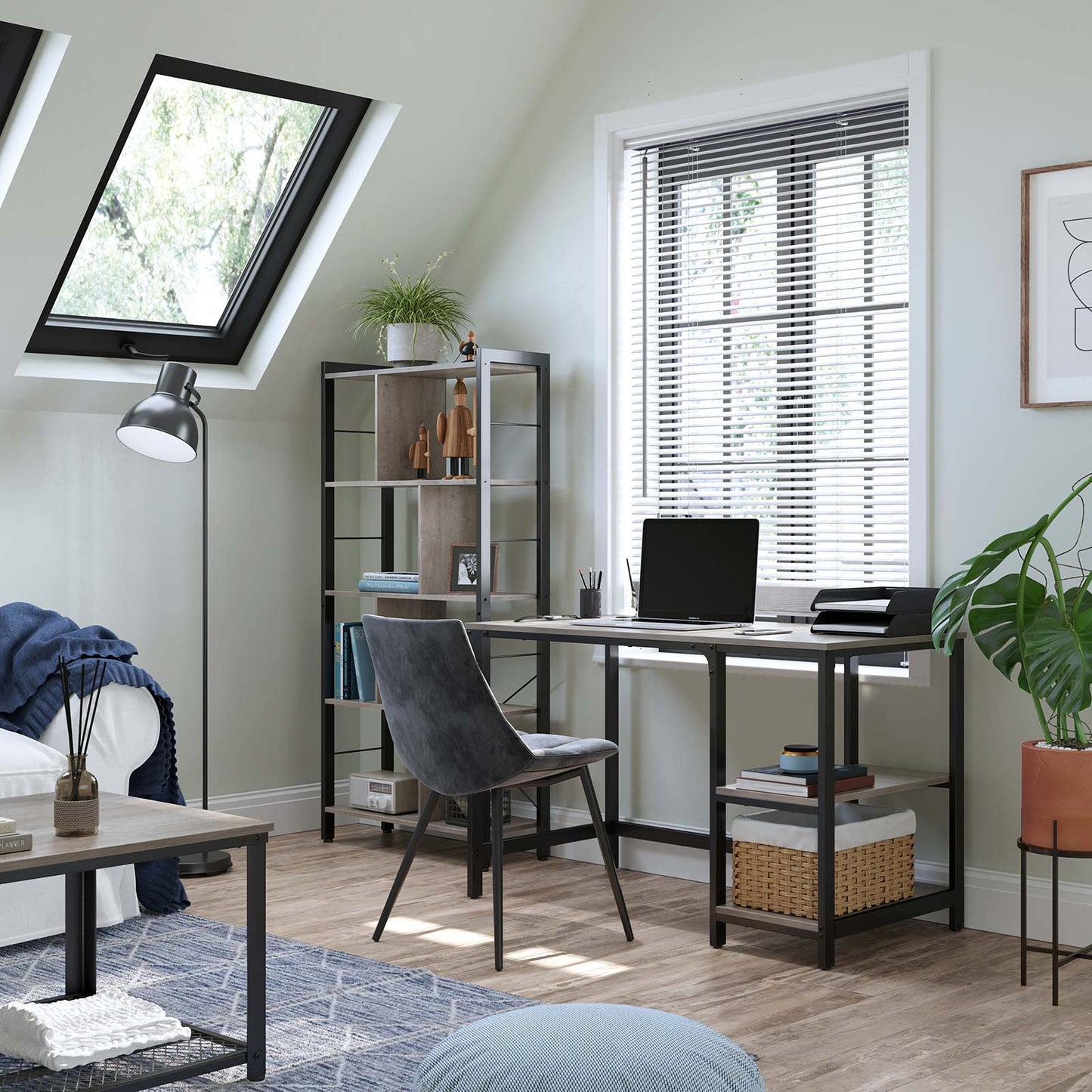 Industrial 47 Inches Computer Desk with Shelves - image 13