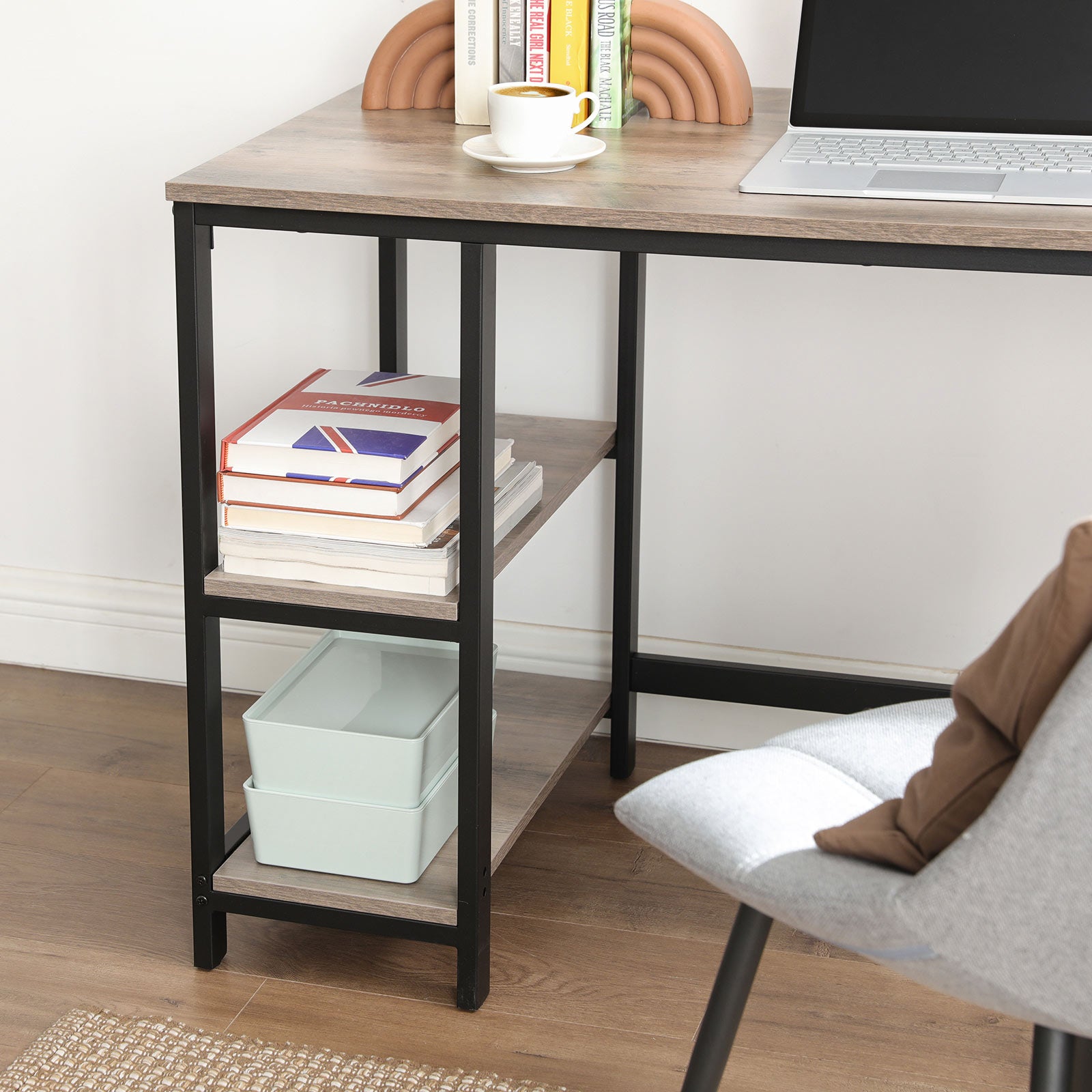Industrial 47 Inches Computer Desk with Shelves - image 15