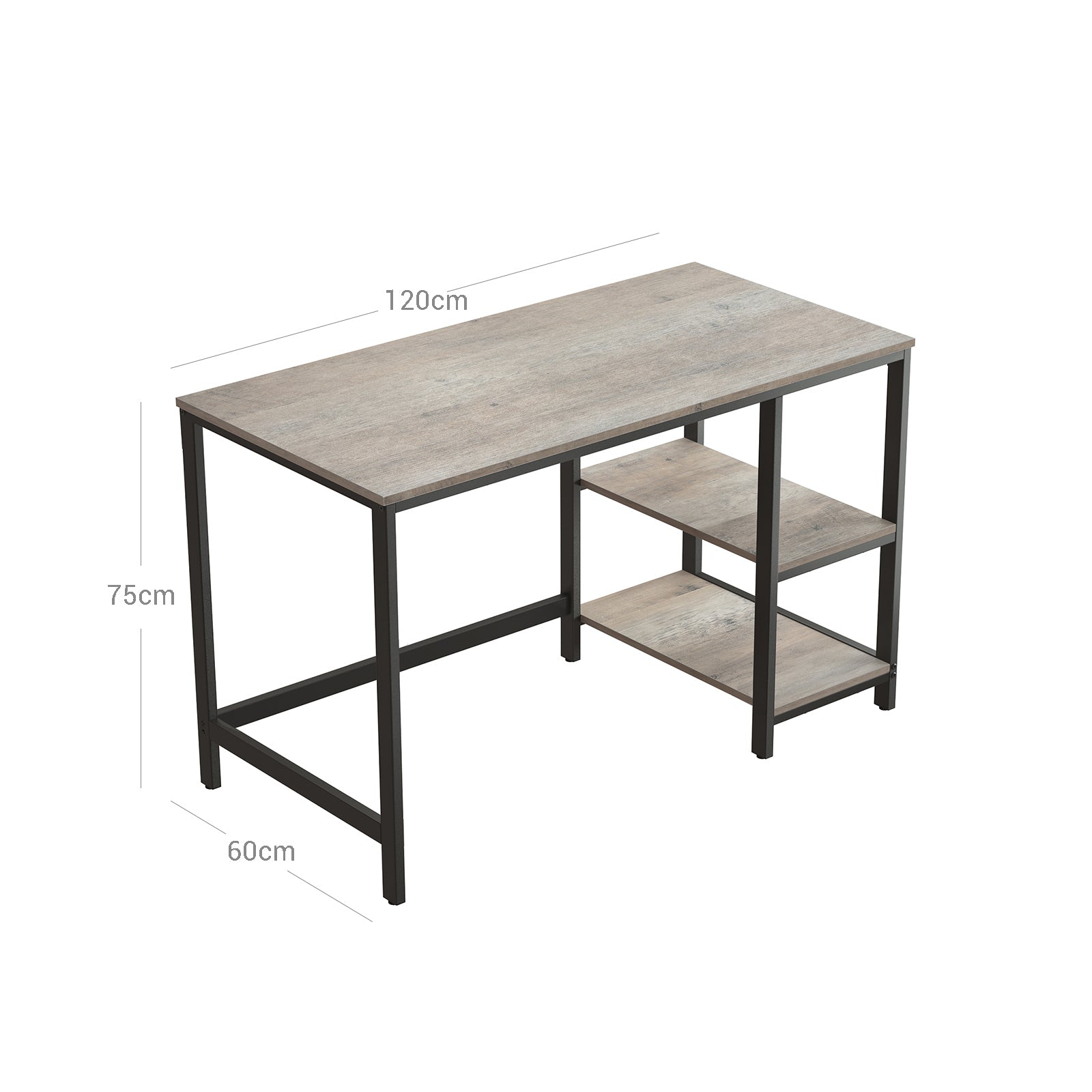 Industrial 47 Inches Computer Desk with Shelves - image 16