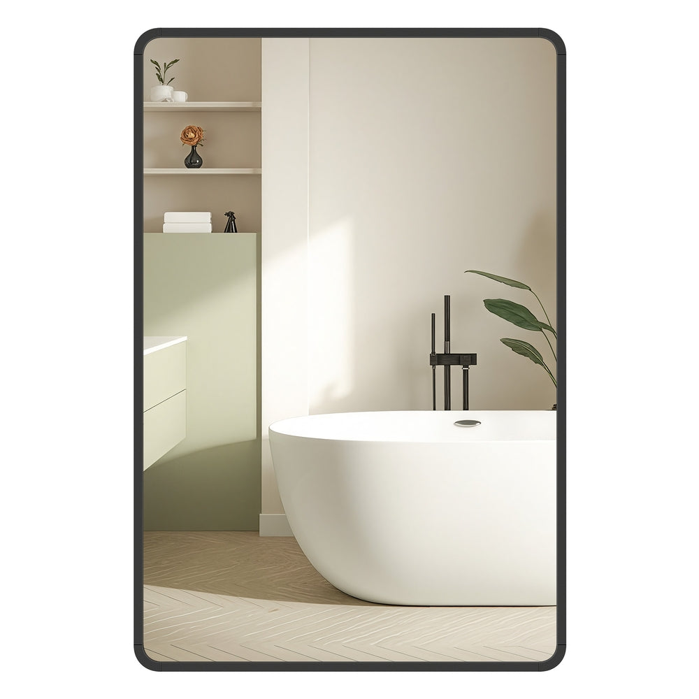 Bathroom Mirror, Wall Mounted Vanity Mirror, Rectangular, Aluminium Frame, 70 x 50 cm, with Safety Film - image 1