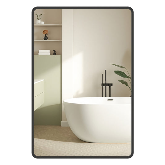 Bathroom Mirror, Wall Mounted Vanity Mirror, Rectangular, Aluminium Frame, 70 x 50 cm, with Safety Film - image 1