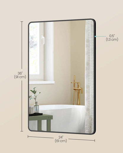 Bathroom Mirror, Wall Mounted Vanity Mirror, Rectangular, Aluminium Frame, 70 x 50 cm, with Safety Film - image 5