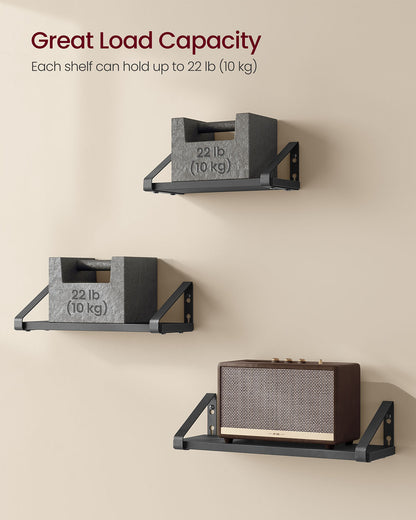 Set of 3 Wall Shelves 2 Mounting Ways Ink Black and Matte Black - image 4