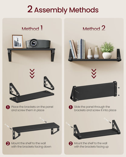 Set of 3 Wall Shelves 2 Mounting Ways Ink Black and Matte Black - image 5