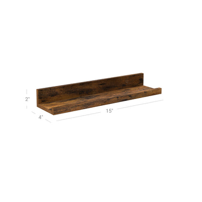 Set of 3 Rustic Brown Wooden Floating Shelves - image 7