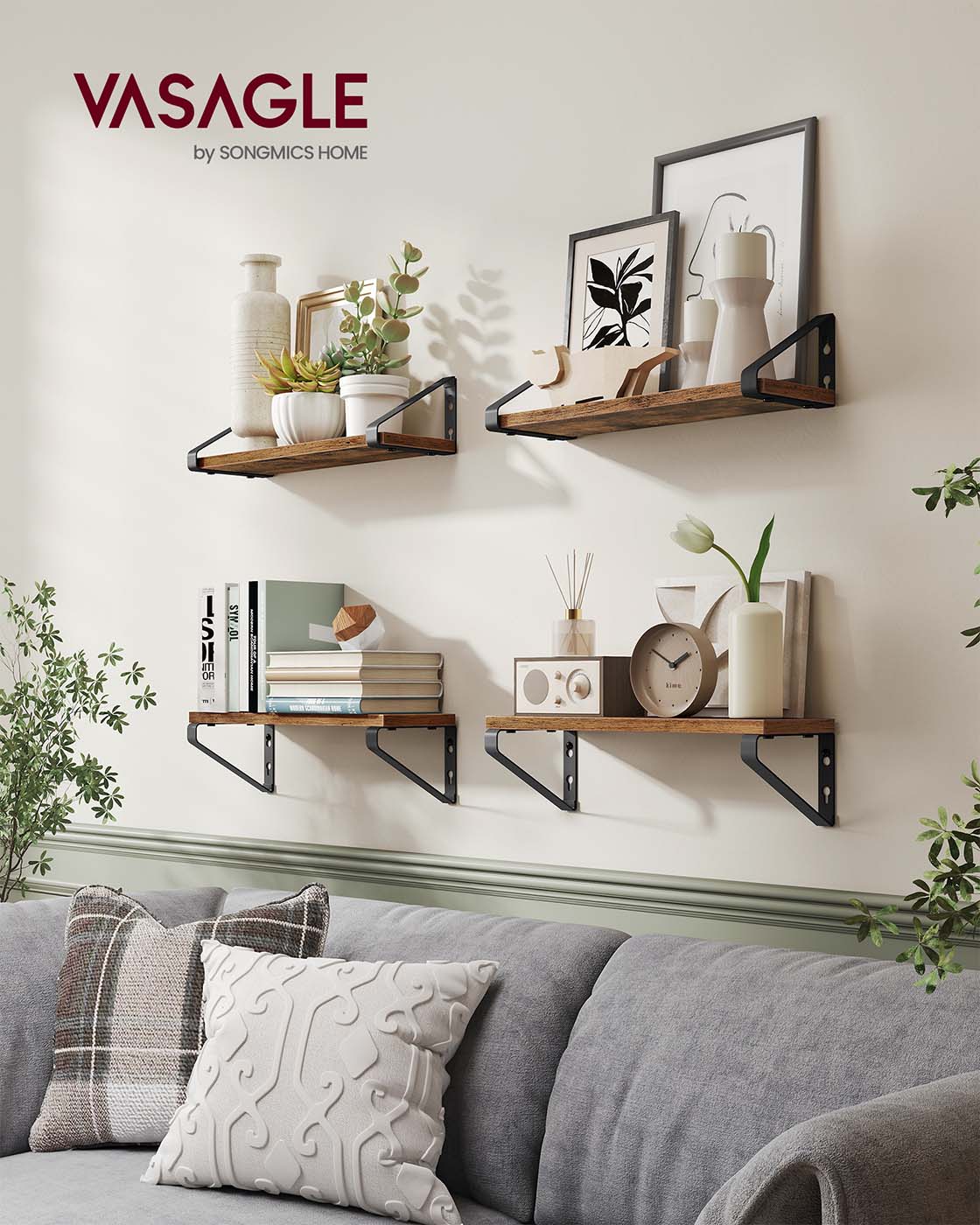 Set of 2 Wall Shelves 2 Mounting Ways - image 2
